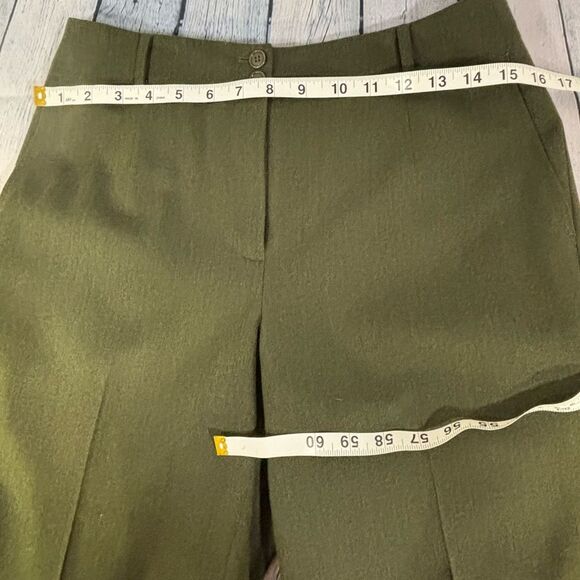 Talbots Classic Italian Luxe Light Wool Loden Green Lined Straight Leg Pants 6 - Picture 9 of 11